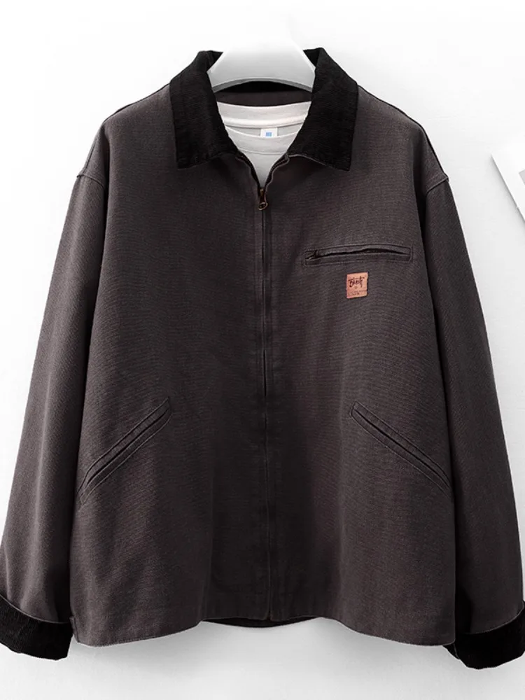 Прилавок хлопковые рубашки с лацканами контрастного цвета в стиле ретро верхняя