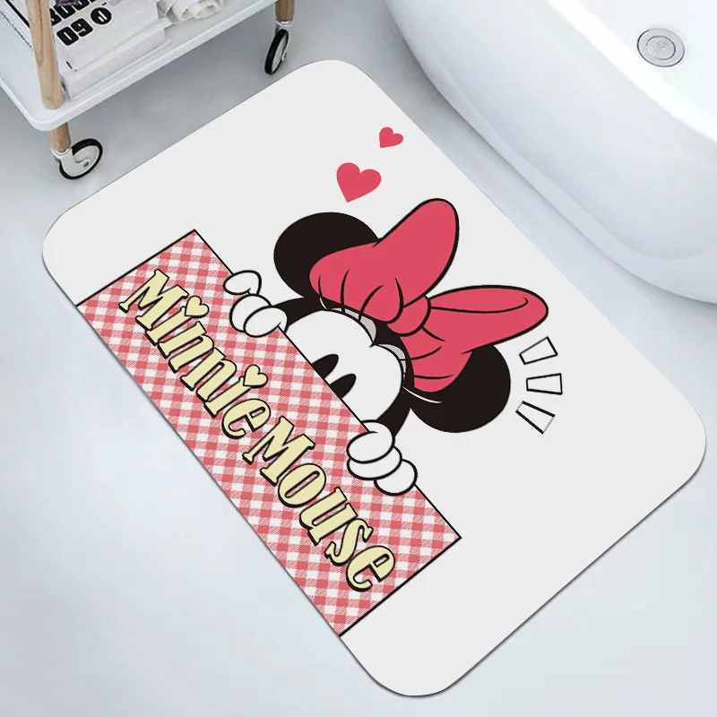 

Disney Minnie And Mickey Crystal Velvet Oval Rug Carpet Bathroom Anti-Slip Rug Entrance Doormat Home Decoration