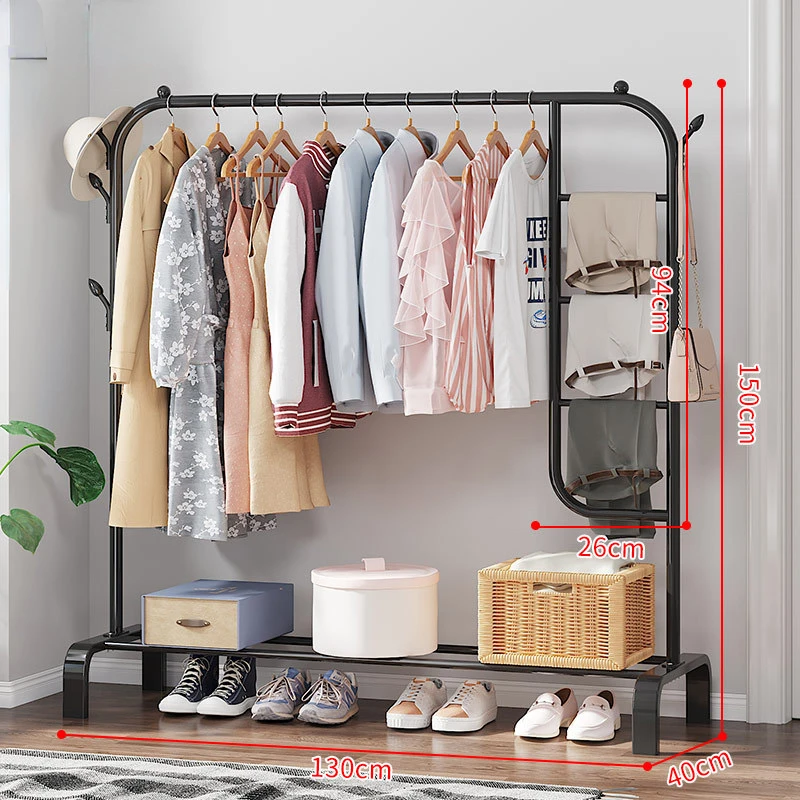 

Double Pole Clothes Rack Coat Rack Hanging Storage Hanger Floor Modern Rack Hanger Organizer Clothes Horse Furniture For Home
