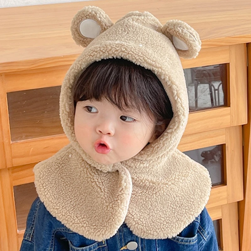 

Cute Children's Plush Hat One Little Bear Stand Ear Big Shawl Korean Boys Girls' Winter Windproof Warm Hats Tide 1-6 Years Old
