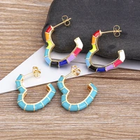 fashion bohemia enamel candy 7 colors heart earrings women gold plated dripping oil mothers day best party anniversary jewelry