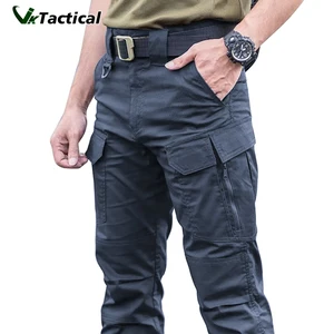 Imported Tactical Cargo Pants Men Outdoor Waterproof SWAT Elastic Military Camouflage Trousers Casual Multi P