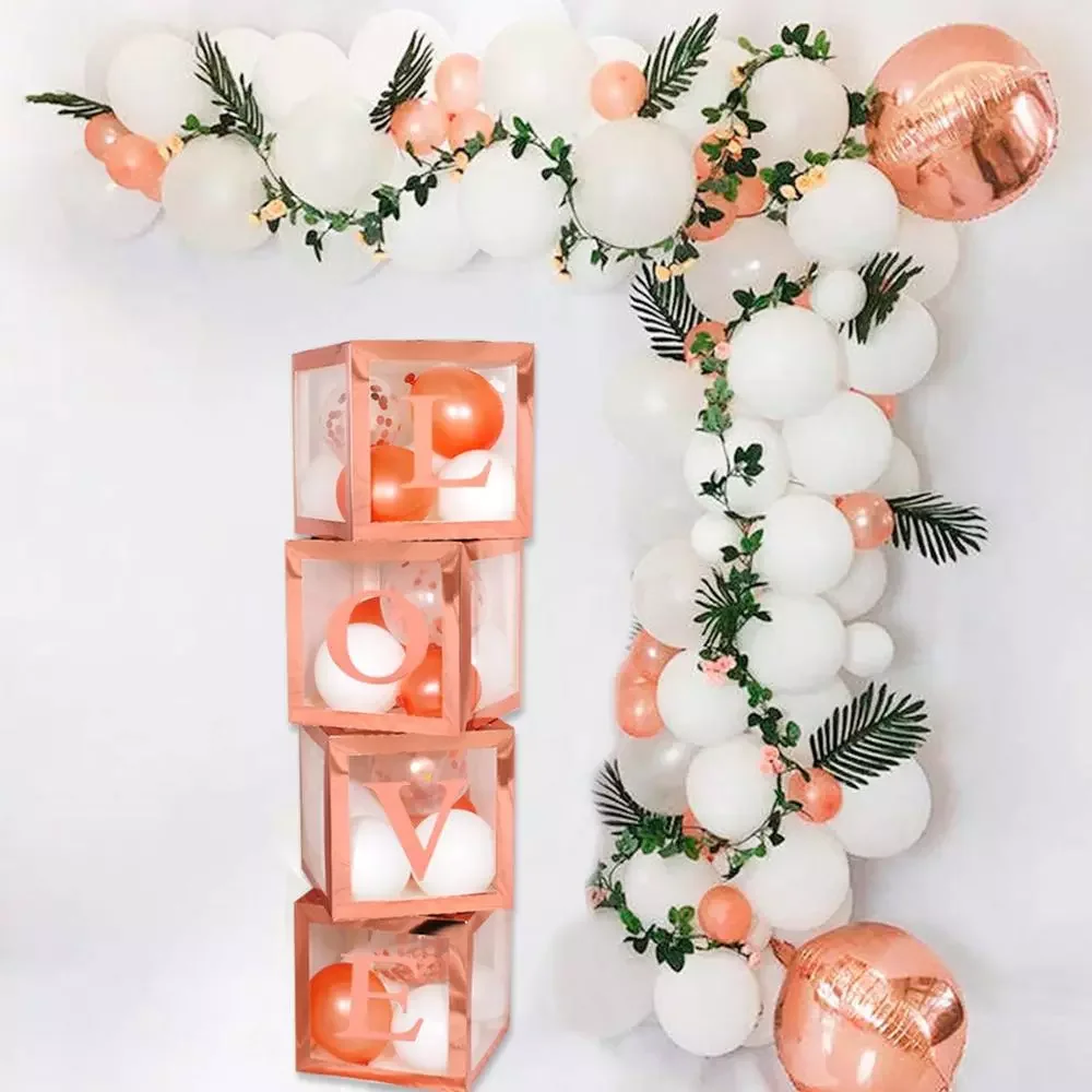 

New Rose Gold Transparent Box Balloon Wedding Birthday Party Decoration Kids Baby Shower Box 1st Birthday Engagement Bachelorett