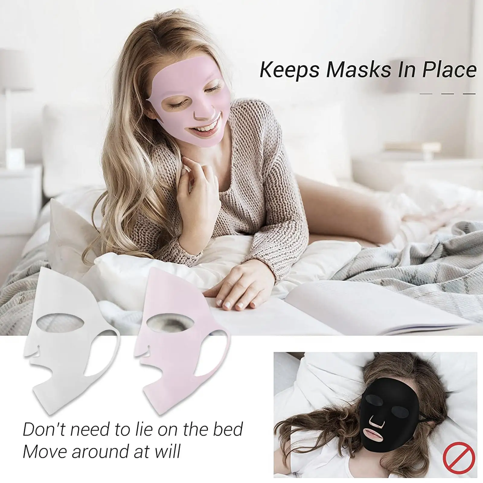 Многоразовая силиконовая маска для лица с фиксированным увлажнением и V-образным