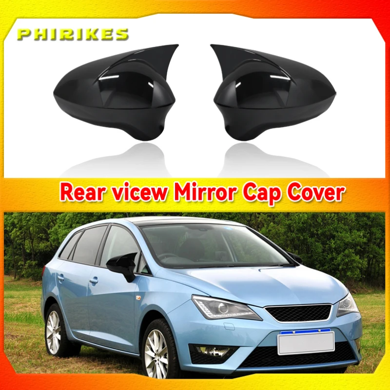 

2 pieces Rearview Mirror Cover Cap Black for Seat ibiza Cupra 2009-2017