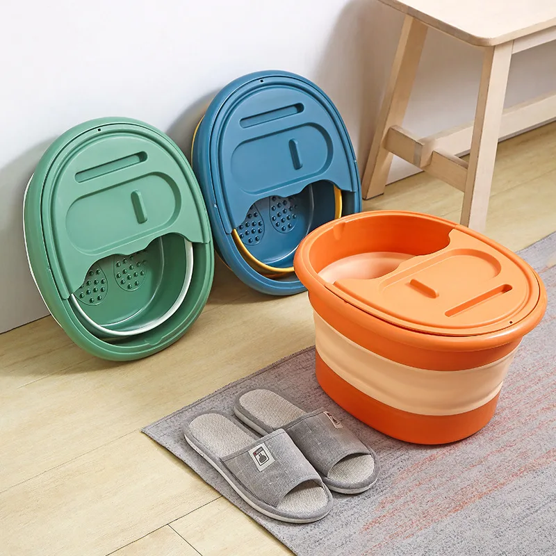 

Foldable Foot Bath Bucket Massage Foot Wash Basin Home Laundry Tub Bucket Children's Foot Bath Basin Portable Foot Soak Tub Lid
