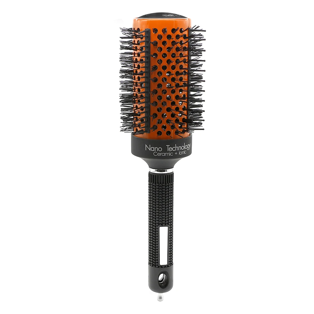 

Professional Hairdressing Radial Ionic Round Hair Comb With Metal Tip Salon Blow Hairstyling Ceramic Hair Brush In Orange 4 Size