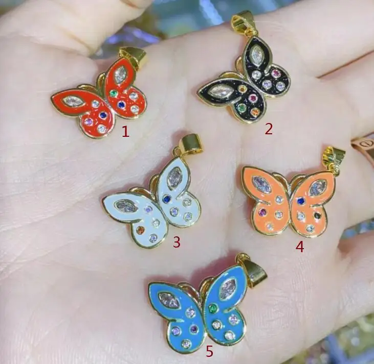 

1 шт. Золотая подвеска-бабочка, эмалированные подвески для ожерелья ручной работы, аксессуары, поставка оптом dfg34