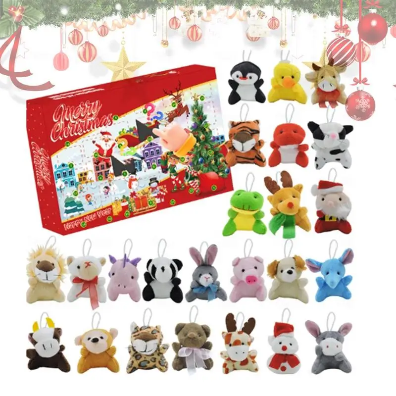 Плюшевые куклы-брелки праздничный адвент-календарь Рождество 2024 24 дня подвесные