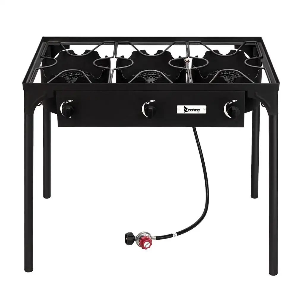 

3 Burner Gas Propane Cooker Outdoor Camping Picnic Stove Stand BBQ Grill