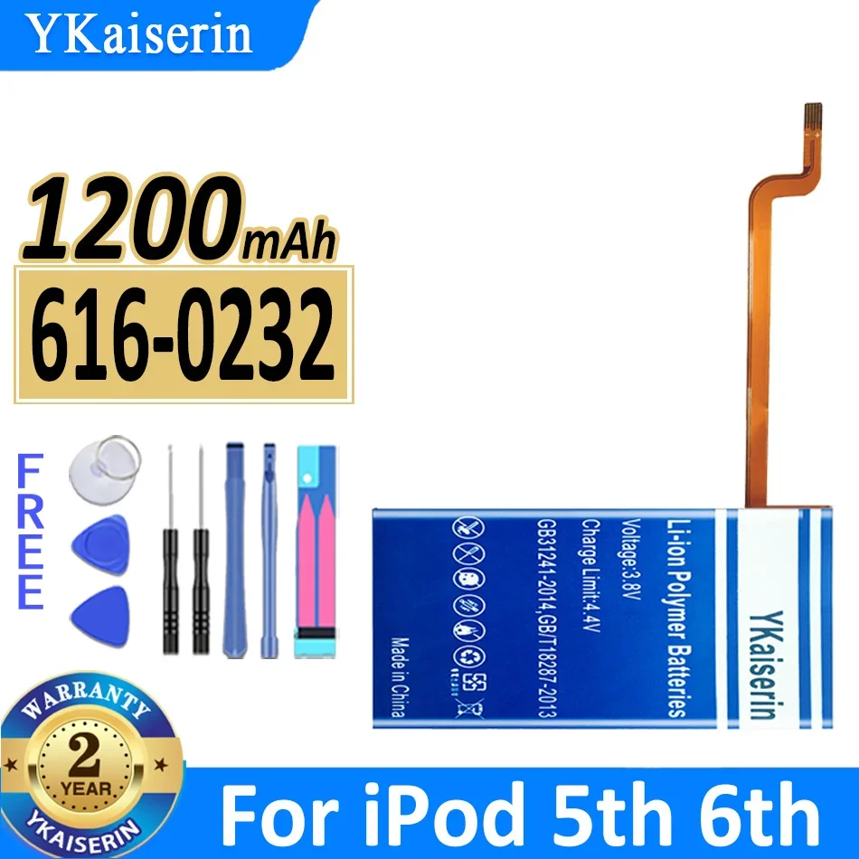 Аккумулятор YKaiserin 1200 мАч 616-0232 для iPod 5-го видео 60 ГБ 80 6-го поколения Classic толстый 160