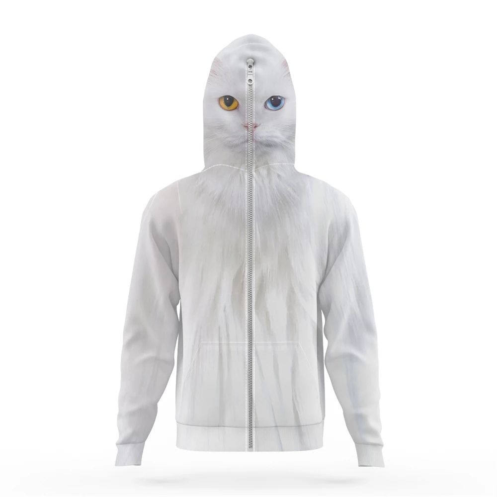 

2022 New Cat Animal Men And Women Zipper Head Hoodie Quirky Top Personalized Clothing Harajuku sweat-shirts à capuche
