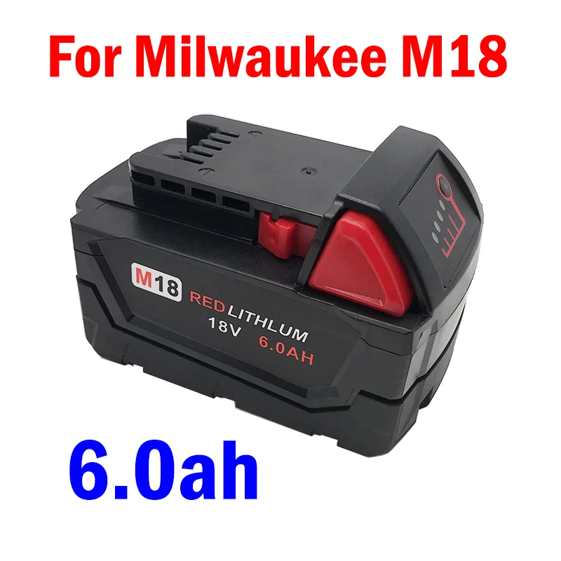 

Литий-ионный аккумулятор для Milwaukee M18 18 в 6000 мАч, 48-11-1815 48-11-1850 2646-20 2642-21CT, аккумулятор M18 + бесплатная доставка