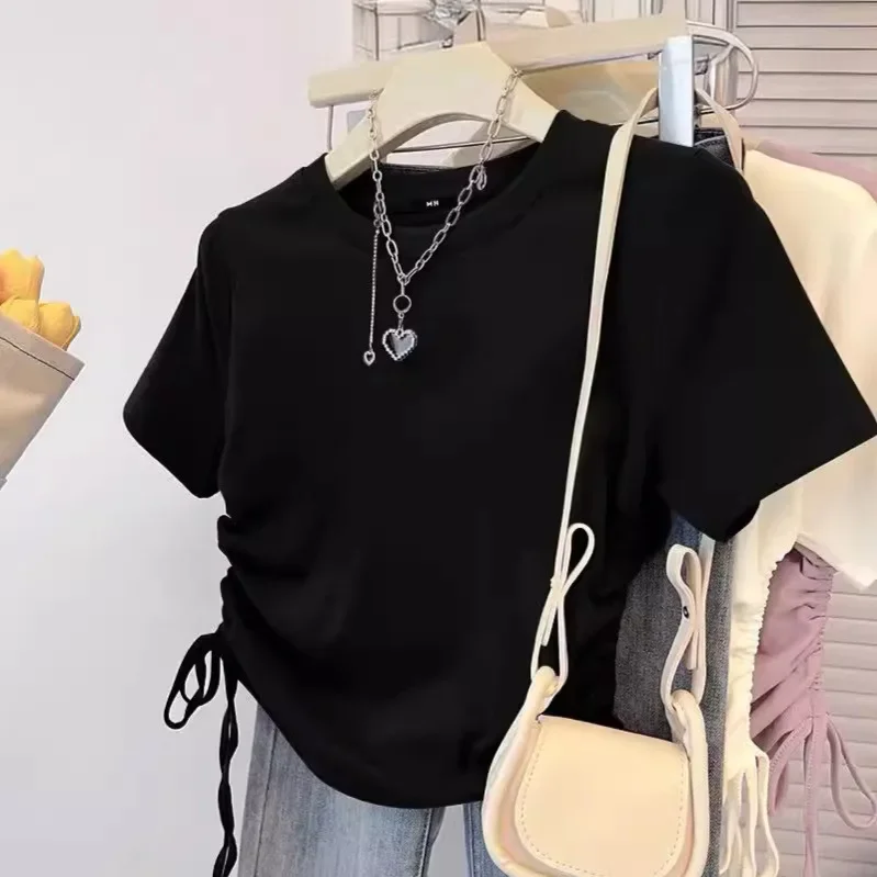 Универсальная женская футболка с коротким рукавом лето 2024 новый дизайн