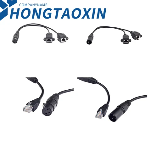 Адаптер для кабеля 30 см, переходник со штекера и гнезда RJ45 на штекер XLR 3 Pin для XLR3 stage lighting DMX512, сетевой трансмиссионный кабель, усилитель мощности