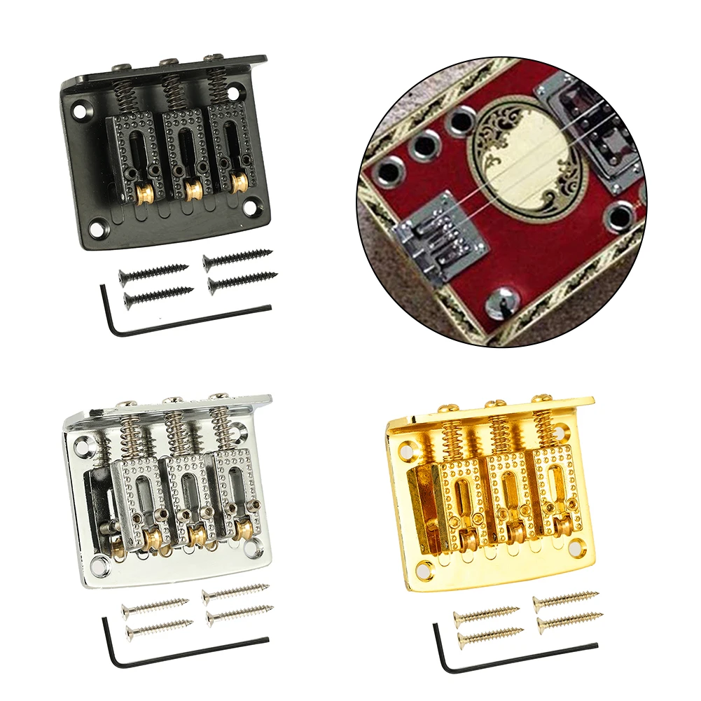 

3 String Electric Guitar Bridge Replacement Electric Guitar Roller Saddle Musical Instrument with Wrench Guitar Parts