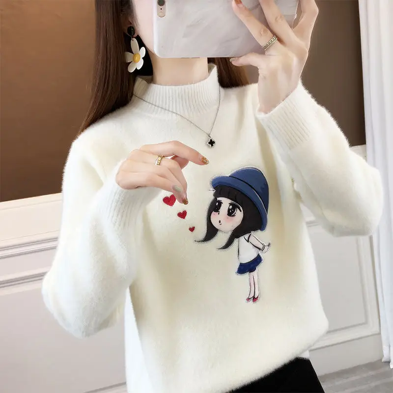 Hikigawa шикарный модный корейский мультфильм девушки норковые свитера Осень Зима