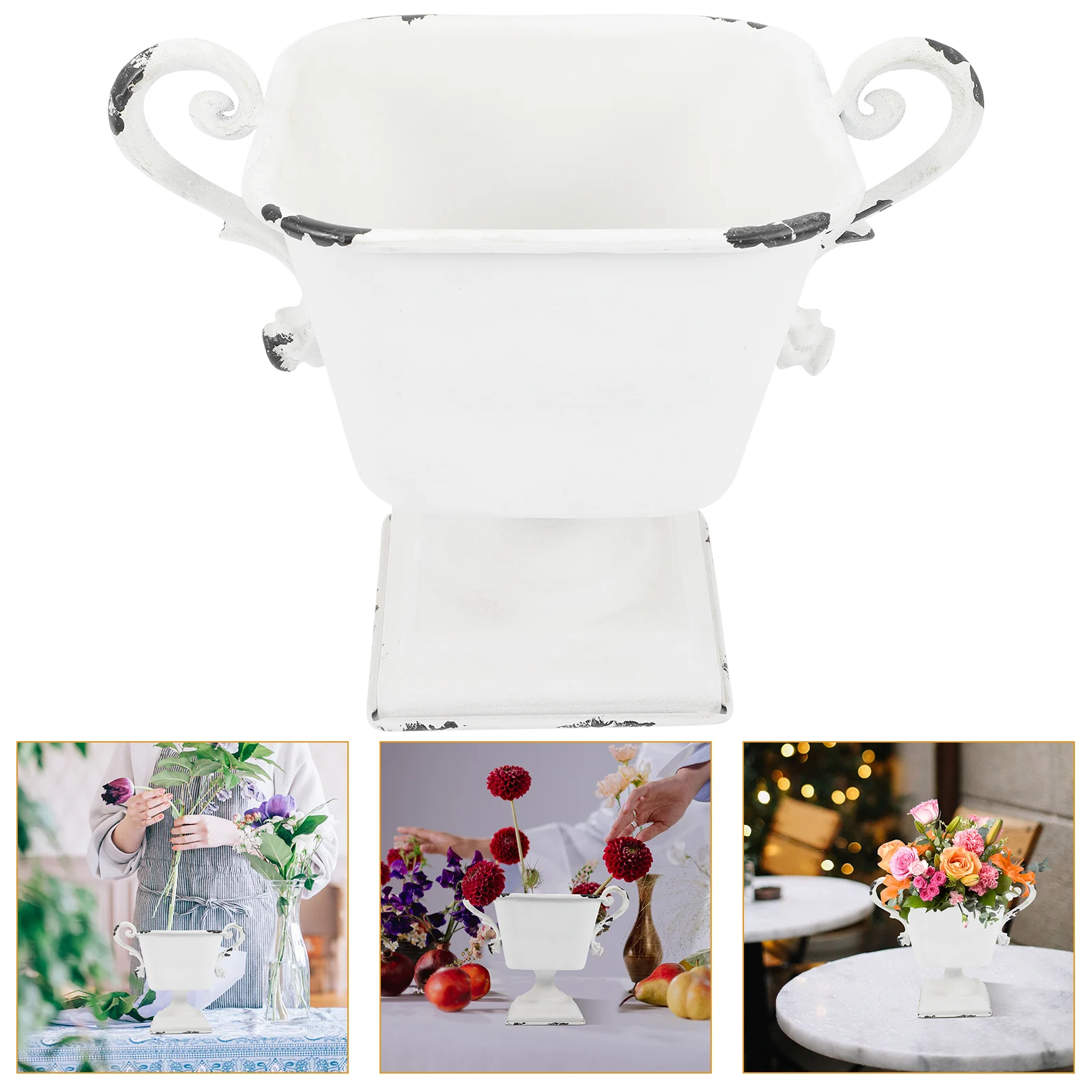 

Vase Flower Metal Pot Jug Floral Table Rustic Centerpieces Shabby Planters Outdoor Holder Can Chic Wedding Modern Galvanized