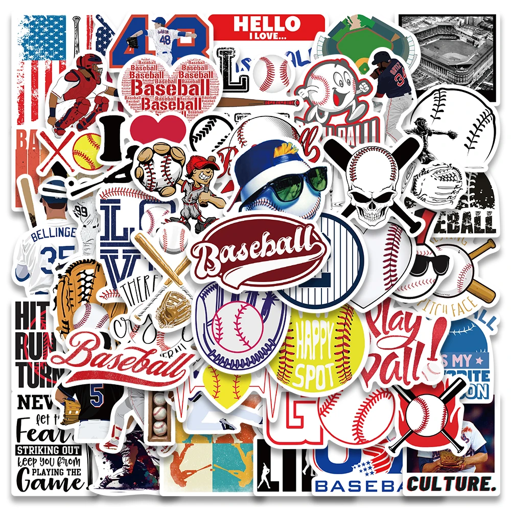 

10/52Pcs Sports Baseball Stickers For Luggage Helmet Baseball Bat Laptop Guitar Phone Cars Graffiti Stickers Decals Waterproof