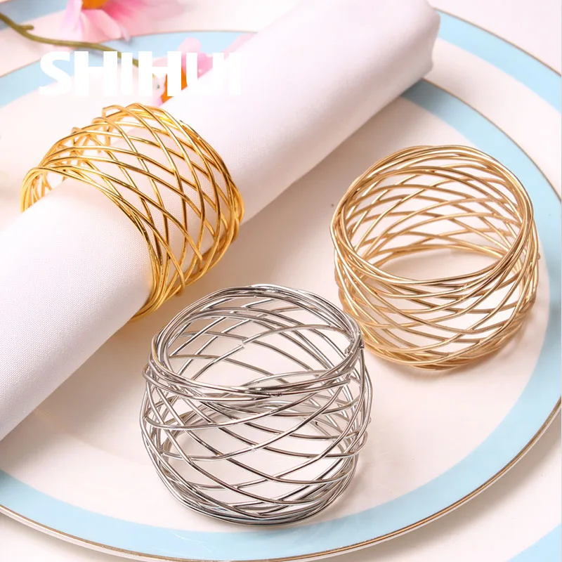 

Napkin Rings Holder Wire Coil Metal Buckle Novelties Design Becket For Hotel Banquet Wedding Party Event Dining Table Decoration