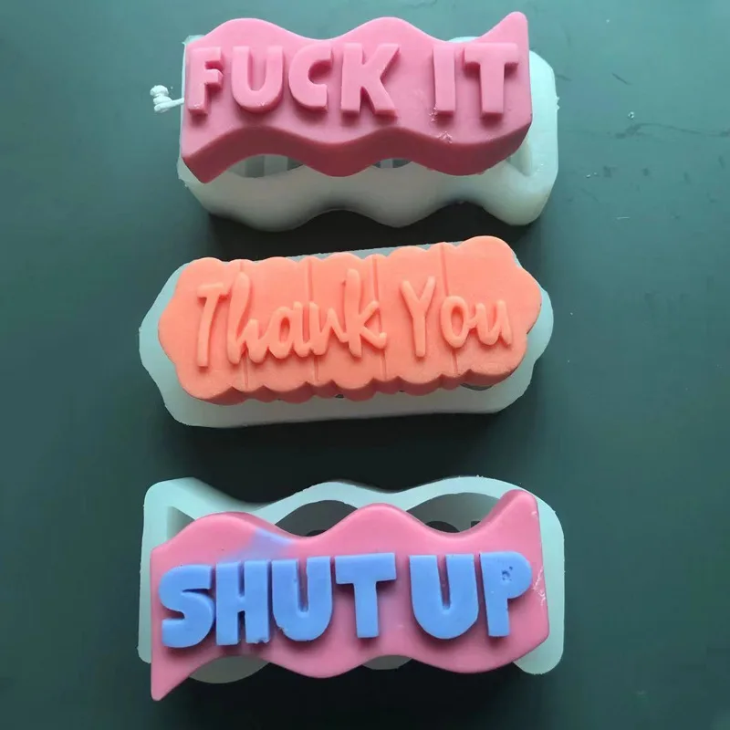 

English Letters DIY Soap Candle Molds Food Grade Silicone Moulds for Scented Candles Making Cute Gifts DIY Creative Home Decor