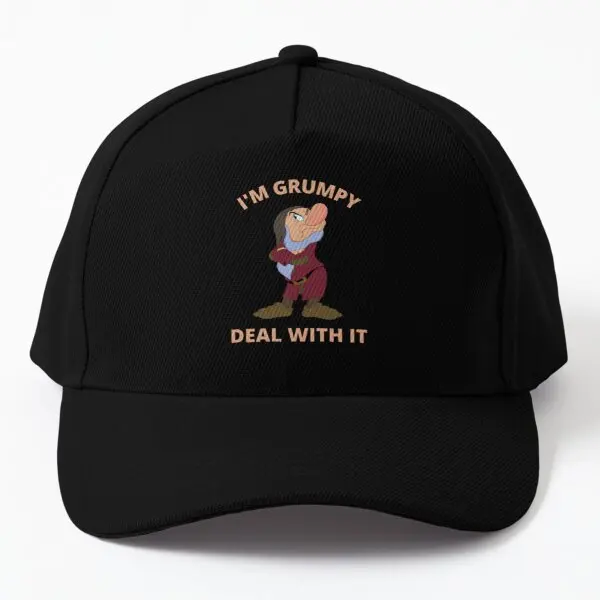 

I Am Grumpy Deal With It Funny Saying Baseball Cap Hat Fish Women Black Hip Hop Boys Sport Solid Color Mens Bonnet Printed