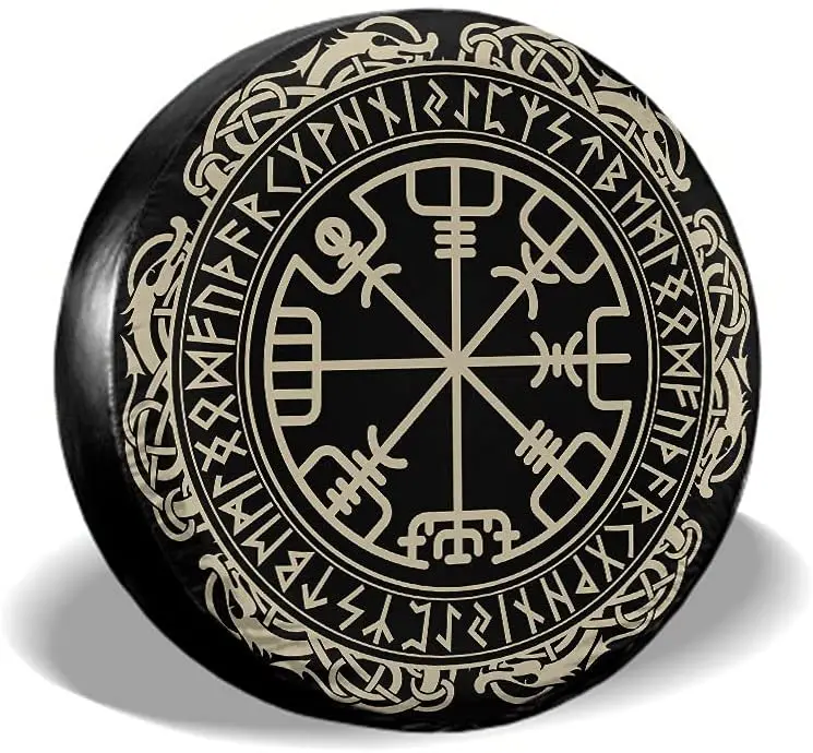 

Колпачок на шину викингов, волшебный Рунический компас, вегвизир, скандинавские руны, драконы, защита колес для кемпера, трейлера, RV,