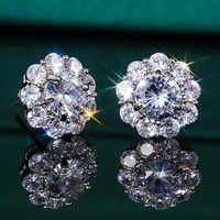 new trendy womens earrings silver color white cz stone chic girls accessories versatile design fashion jewelry wholesale