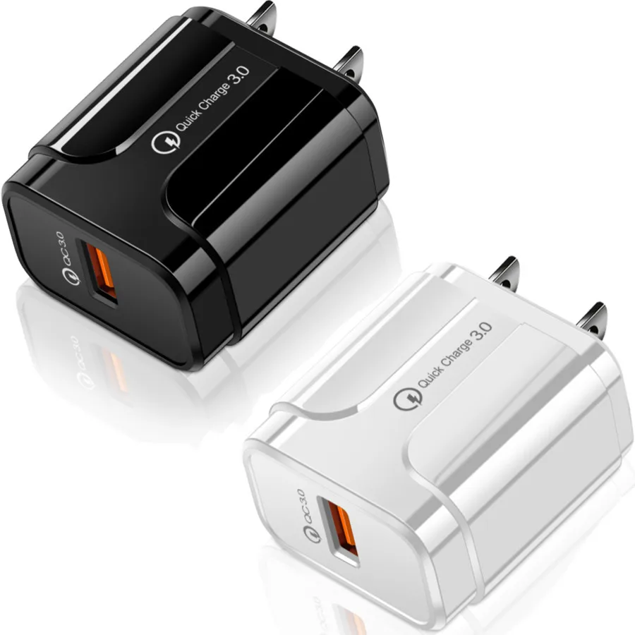 

200pcs 18W Portable Fast Quick Charging Eu US QC3.0 Wall Charger Power Adapters For Iphone 12 13 Samsung S20 S22 Htc lg charger