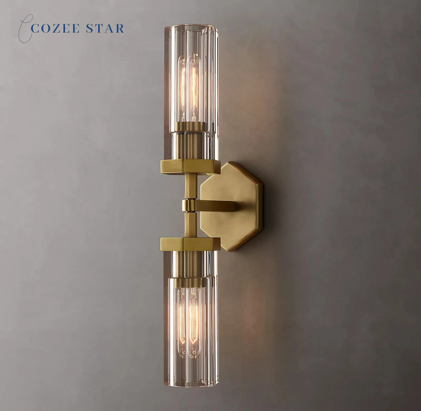 Современные шестиугольные линейные бра Lambeth в стиле ретро зеркальные латунные