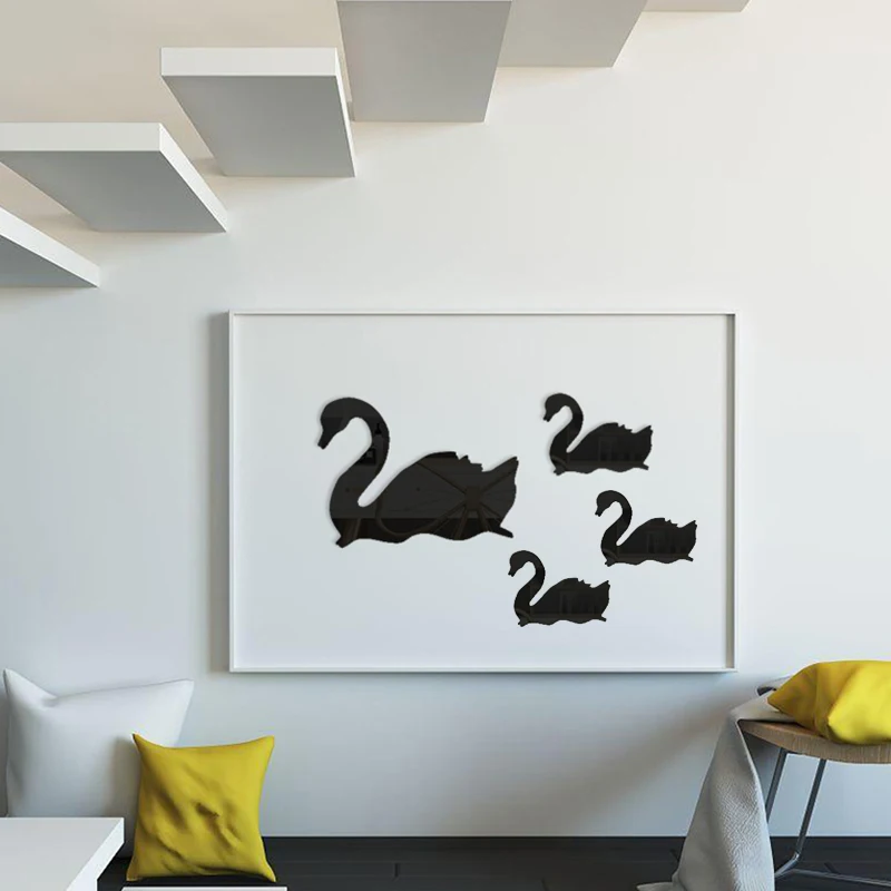 

Animal Swan Mirror Wall Sticker Self Adhesive Acrylic Stickers for Kids Room Wall Stickers Decoration Poster for Home 2022 Mural
