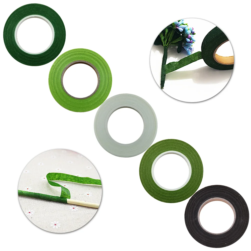 

5 Pcs Flower Arrangement Tape Green Tape Masking Tape Set Greenery Garland Material Flower Stem Tape Bouquet Wrapping Tape