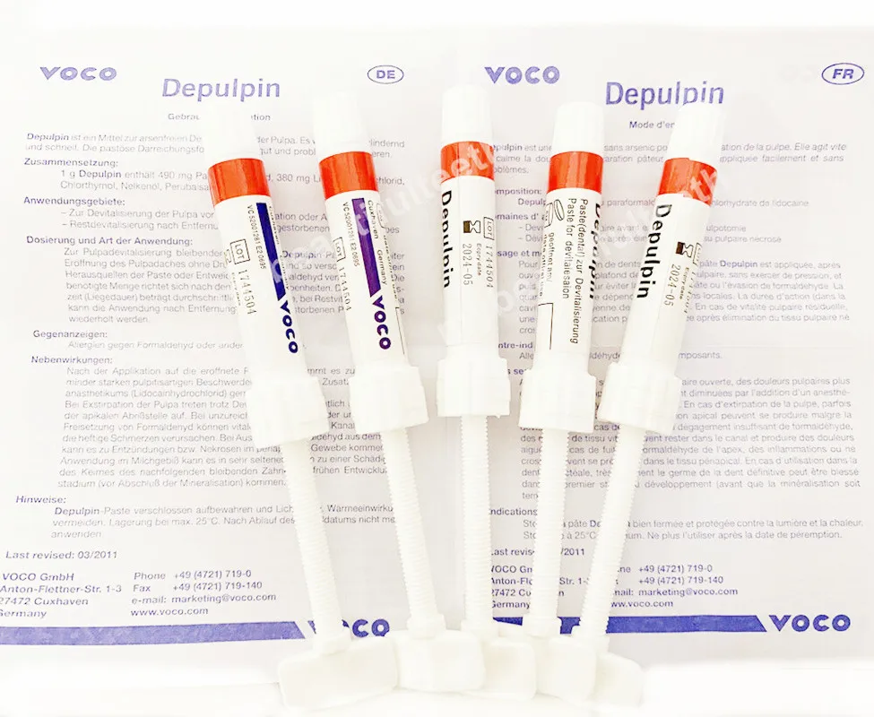 

5 шприц, стоматологический аппарат VOCO Depulpin Pulp Devitalizer, девитализирующая паста, девитализирующий агент, эндододонтическая антипульпа, немышья...