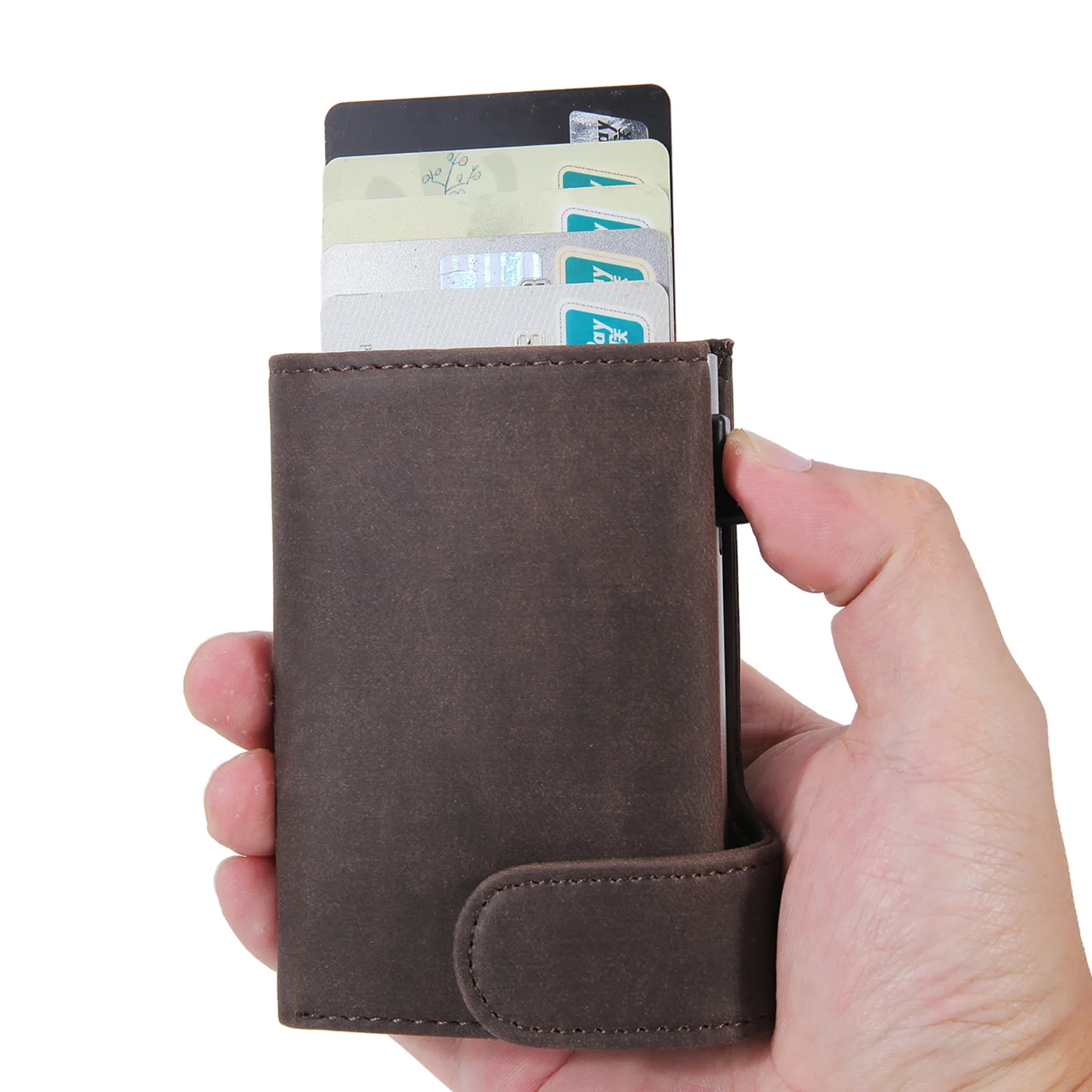 dienqi rfid genuine leather men wallets card holder slim thin smart magic wallet small short coin purse male 2022 brown vallet free global shipping
