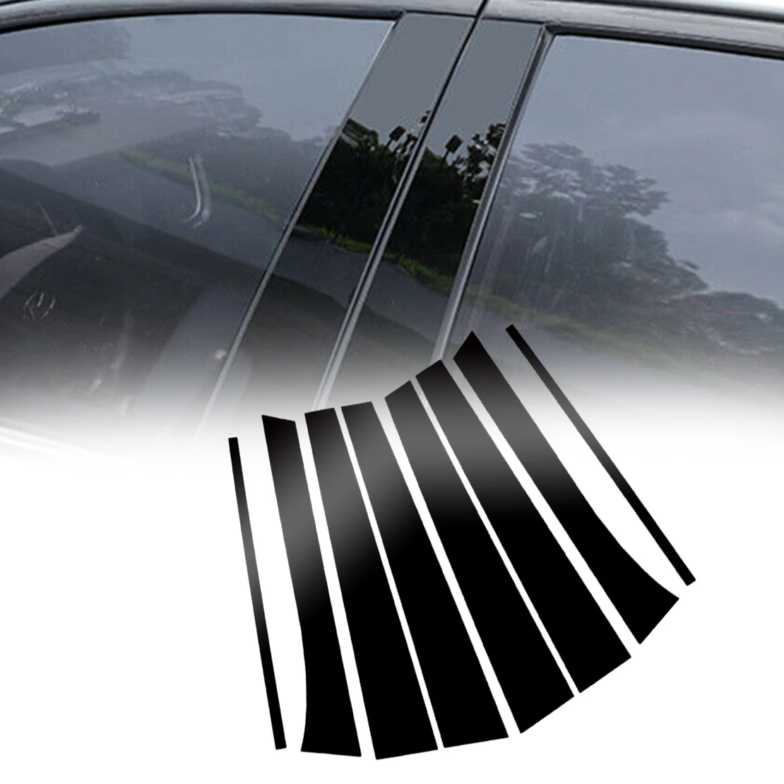 

8 шт./компл. блестящая черная левая и правая дверь, стекло, фотопанель, наклейка, наклейка, комплект обложки, подходит для Buick анклава 2008-2014 2015 ...