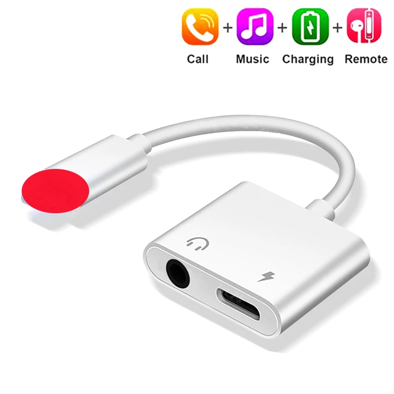 

2 in 1 for Lightning to 3.5mm Audio Adapter For iPhone 14 13 12 Aux Jack Headset Converter Audio Splitter Charging Music Cable