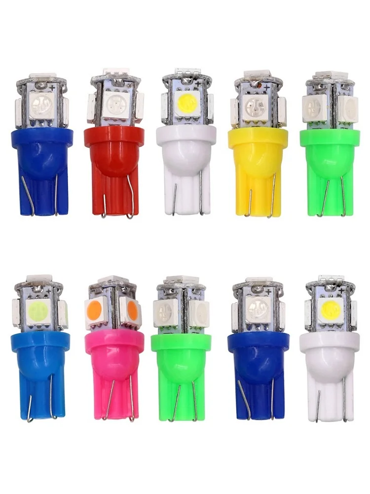 10/6/2X T10 светодиодный W5W 5050 5SMD светодиодный Автомобильная интерьерная лампа номерного знака, Поворотные лампы 5w5 t10, белый, красный, желтый, зеленый, розовый, синий, 12 В