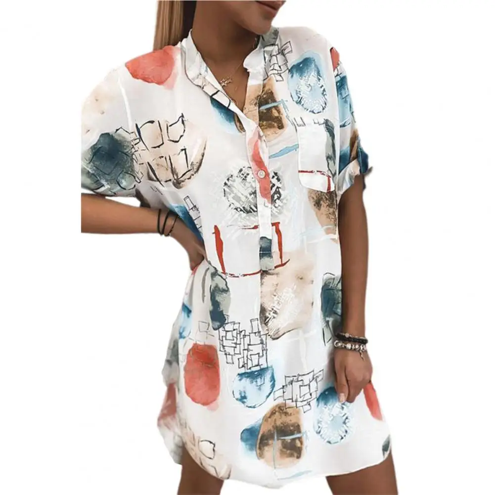 

Women Dress Pullover Lightweight Trendy Ink Painting Print Dress Summer Dress Fashion Mini Dress Half Sleeve Women's Dress