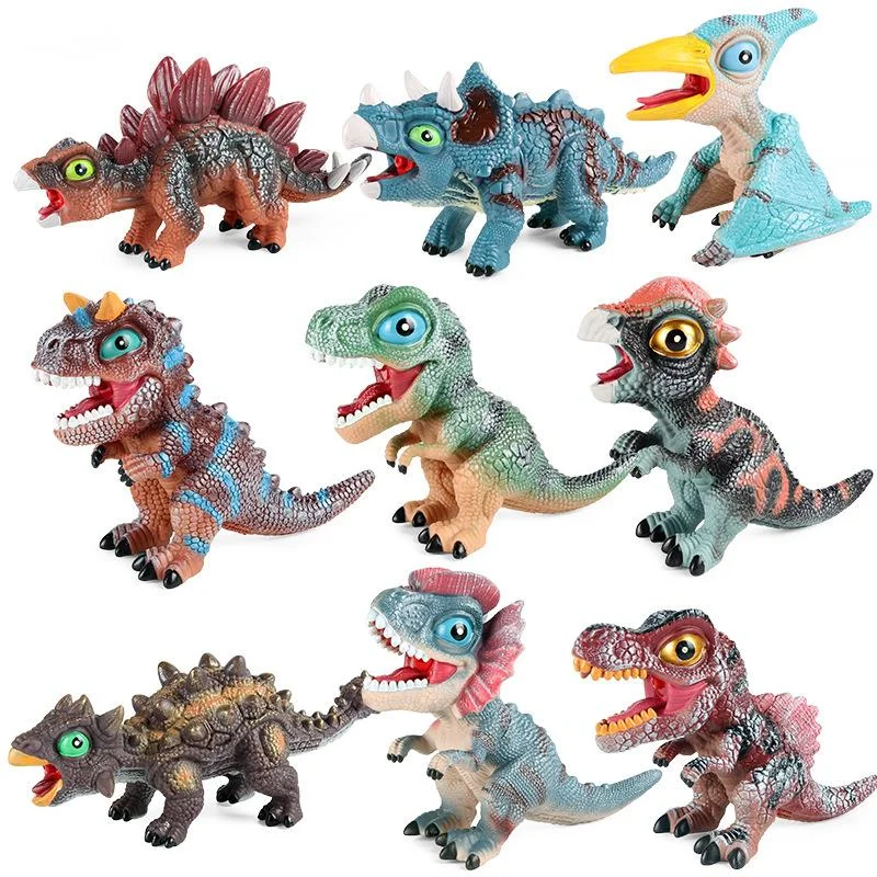 9 Style Simulated Soft Rubber Dinosaur Model Q-version Dinosaur With IC Sounder T-Rex Spinosaurus Pterosaur Squeeze Toy