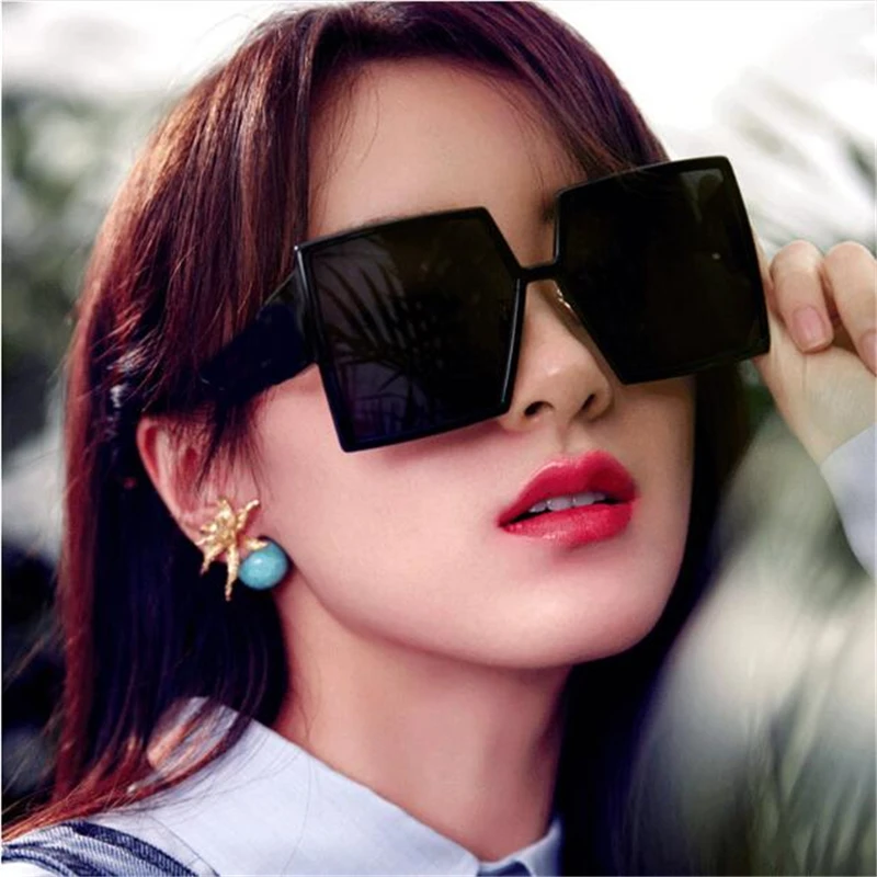 Солнцезащитные очки в большой коричневой оправе для женщин модные и толстые