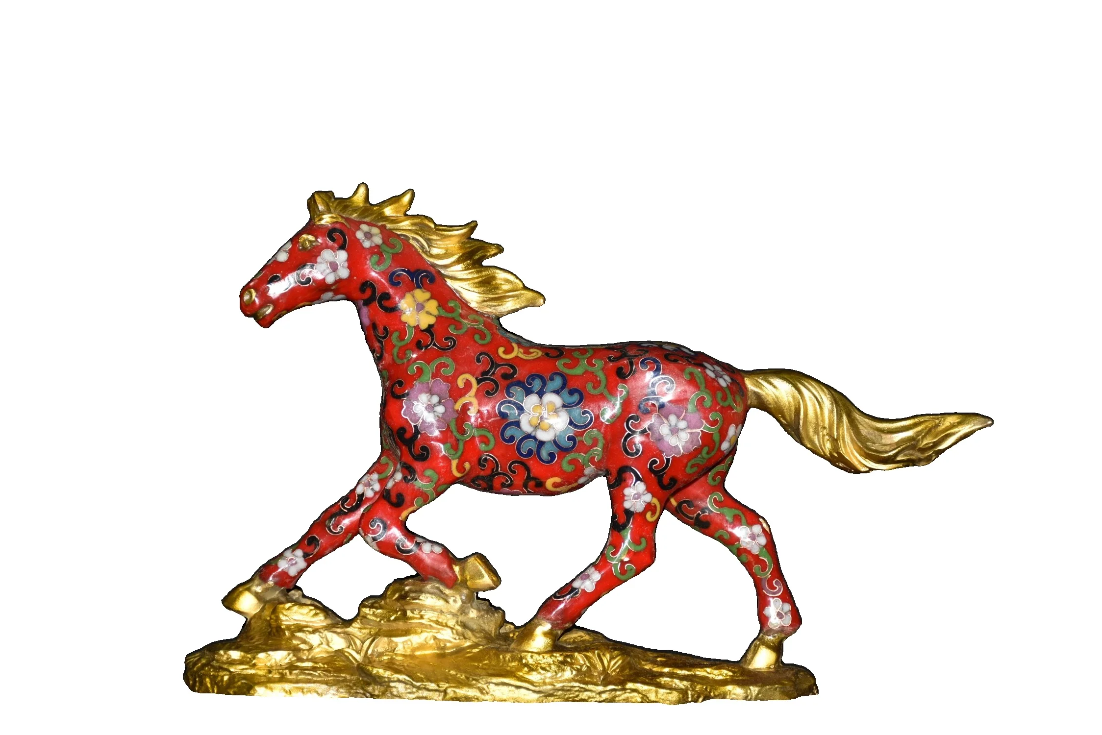 

LAOJUNLU Pure Copper Cloisonné Filigree Base Wanma Galloping Ornament 33Cm Long Chinese Traditional Style Antiques Fine Art