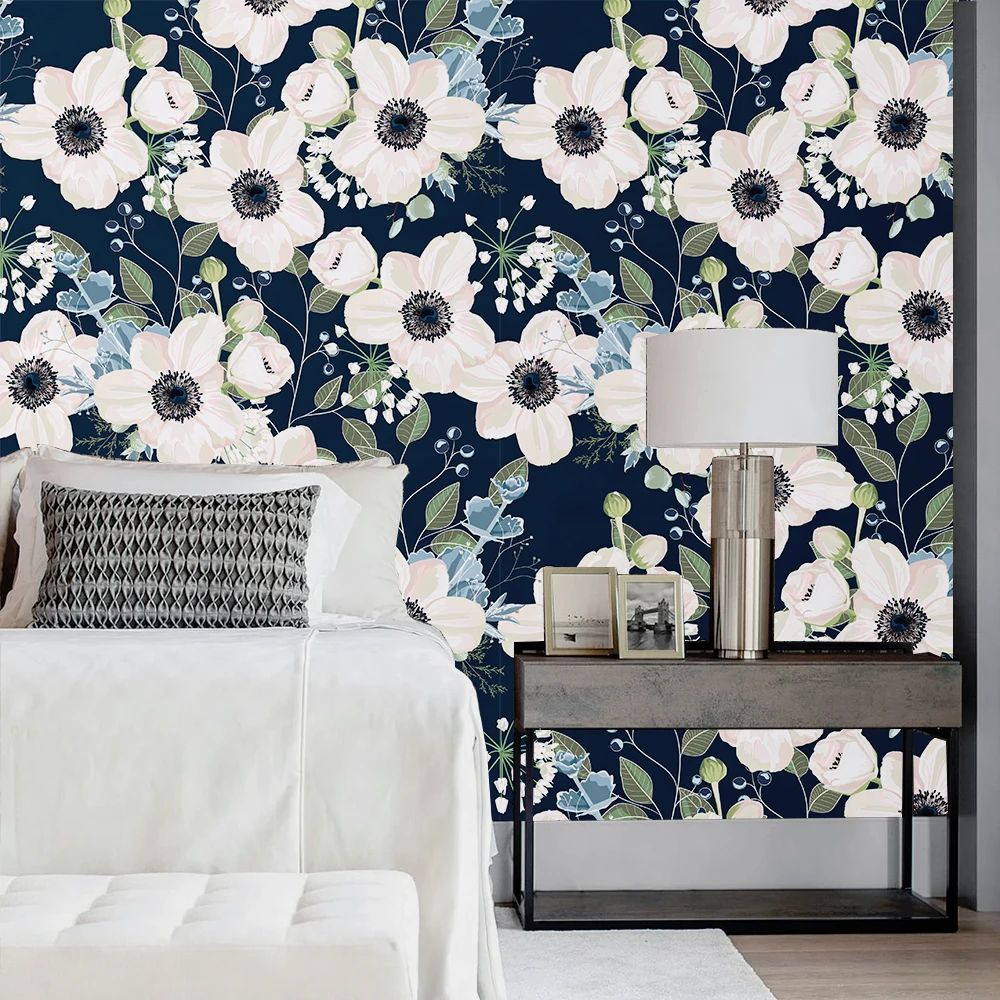 

Watercolor Floral Peel and Stick Wallpaper Multi-Color Vinyl Self-Adhesive Removable Wall Decor for Home Bedroom Walls Decor