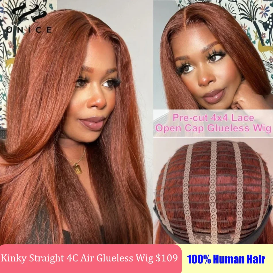 Unice Hair Clearance Reddish Brown 4x4 Lace Closure Human Ha