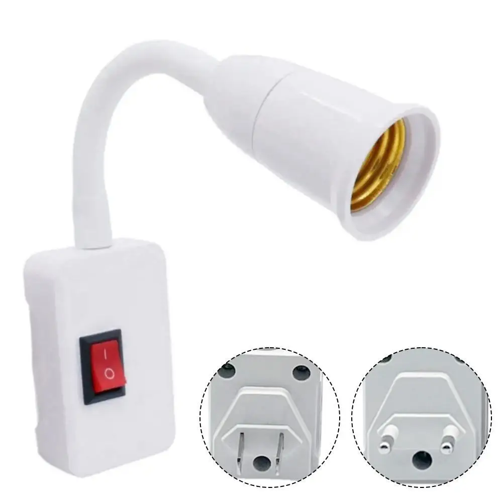 

E27 Lamp Base Wall Flexible Holder Light Flexible Bend Mobile Test Light Socket Light Bulb Adapter Plug Switch Stainless Steel