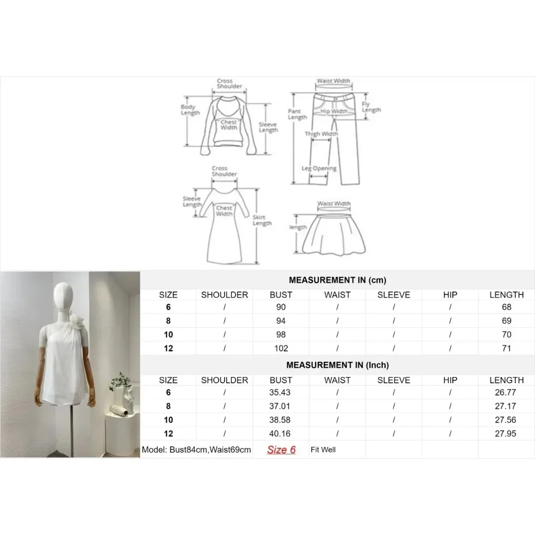 Женская блузка на одно плечо из шелка и льна с цветущими белыми цветами весна 2024