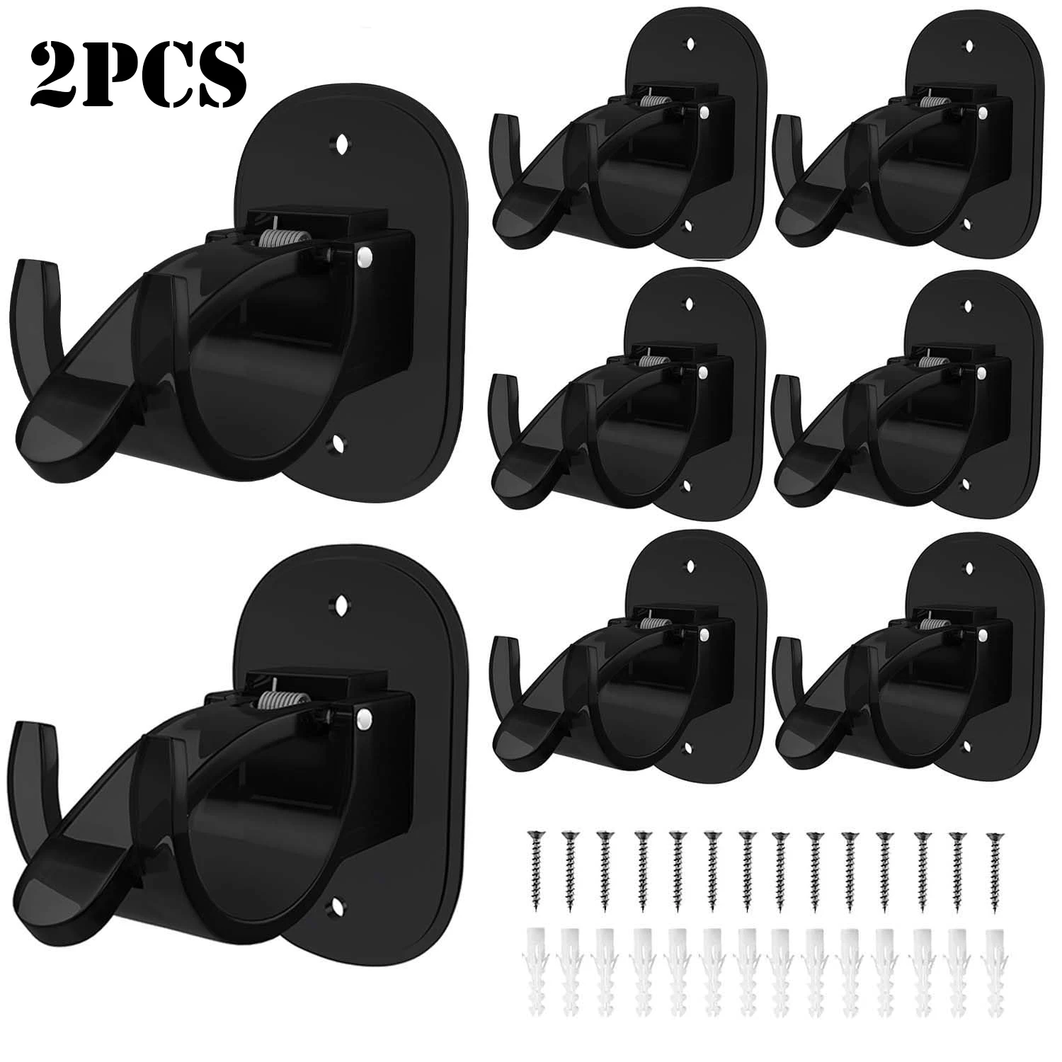 

2PCS Curtain Rod Brackets No Drilling Curtain Rod Holders Self Adhesive Curtain Rod Hooks Nail Free Adjustable Curtain Hangers