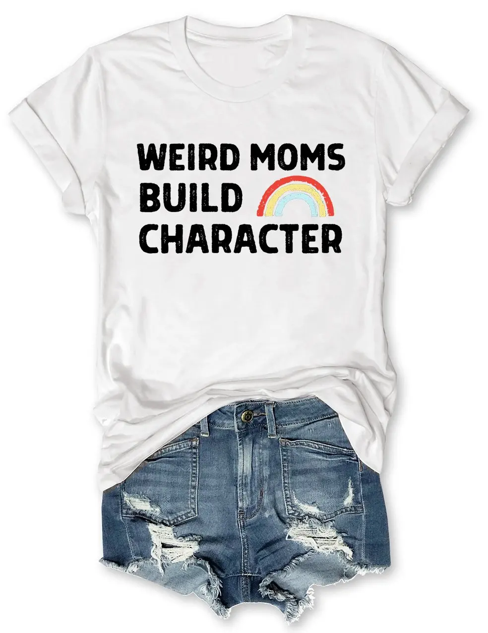 

Teeteety Womens High Quality 100% Cotton Weird Moms Build Character O-neck T-shirt