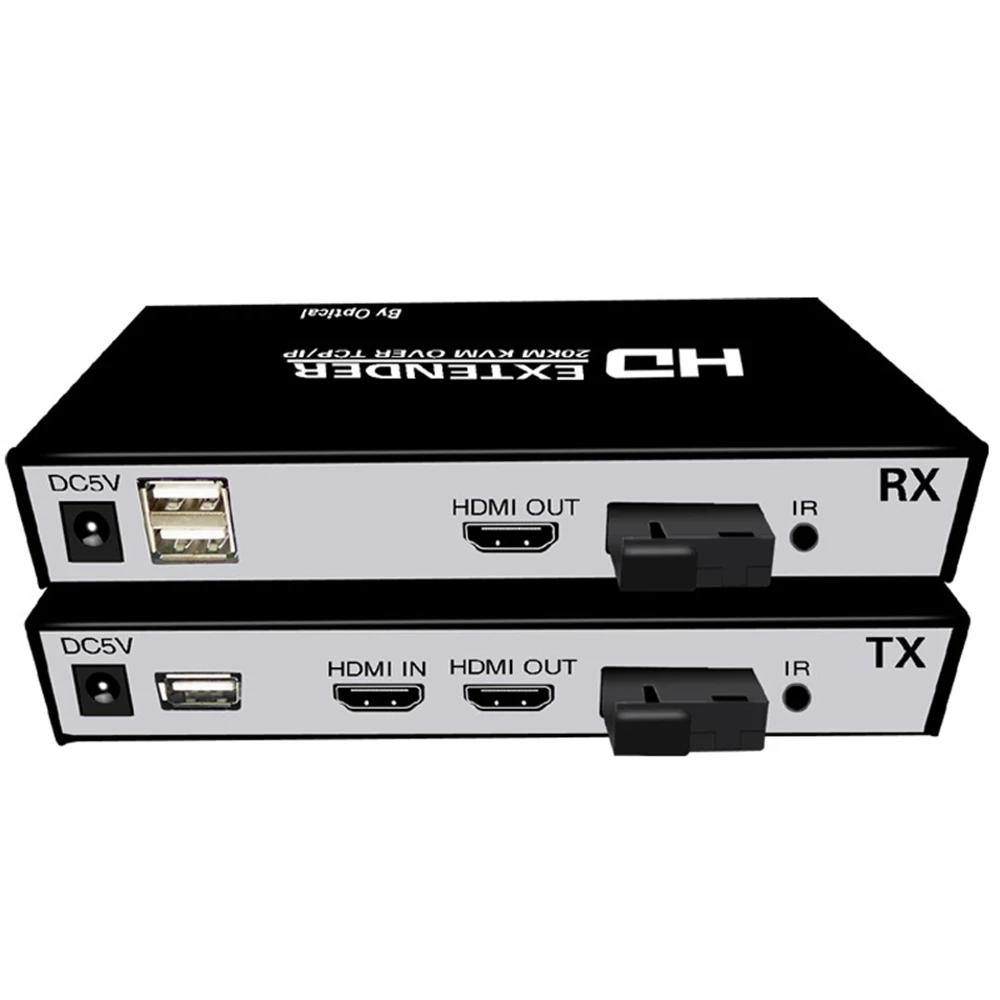 20 км HDMI волоконно-оптический USB KVM удлинитель видео передатчик приемник Loop Over SC