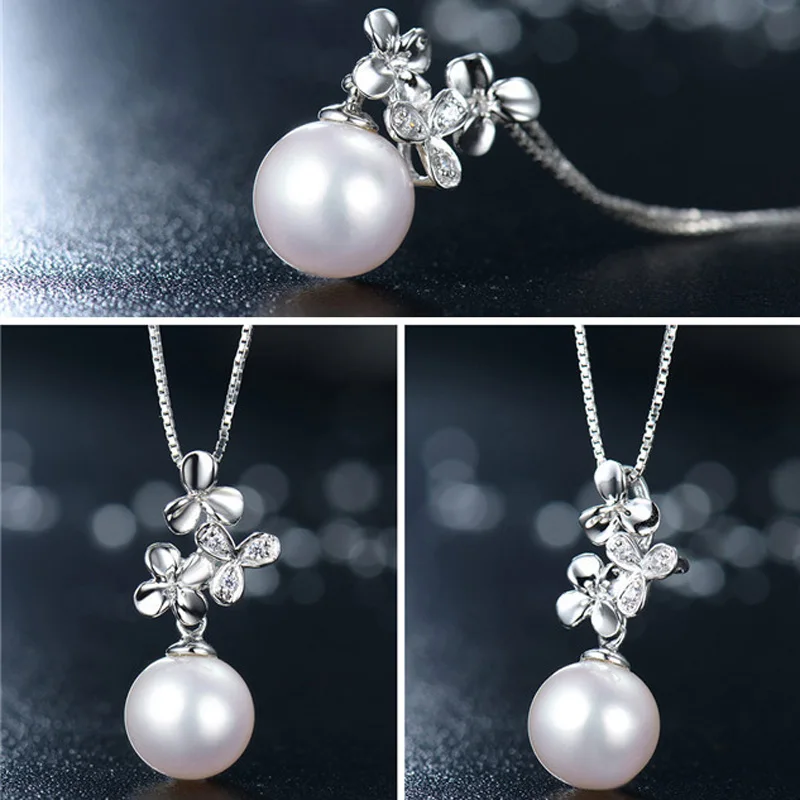 MeiBaPJ Wholesale Price Freshwater Pearl Antlers Pendant Necklace S925 Sterling Silver Lovely flower Charm Jewelry Gift | Украшения и