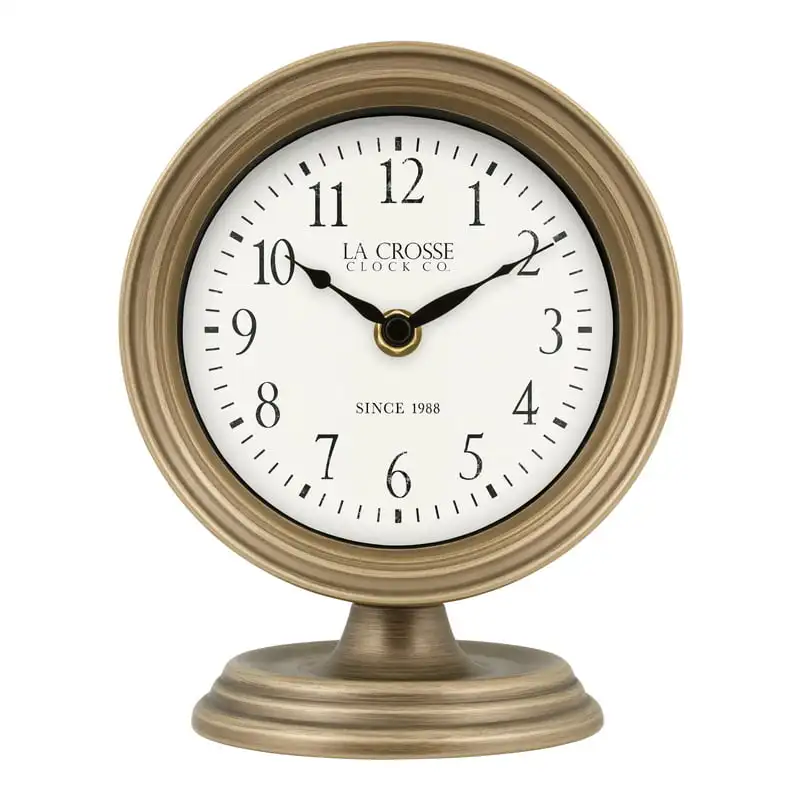 

Crosse Clock 7" Mabel Contemporary Bronze Metal Quartz Desk Clock, 404-3229A
